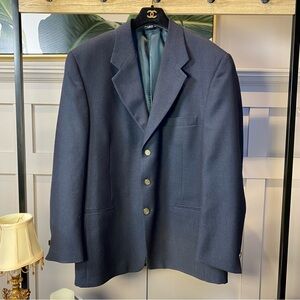 Men's 46 R Navy Blue Wool Surgeon Working Cuffs Blazer Made In Canada